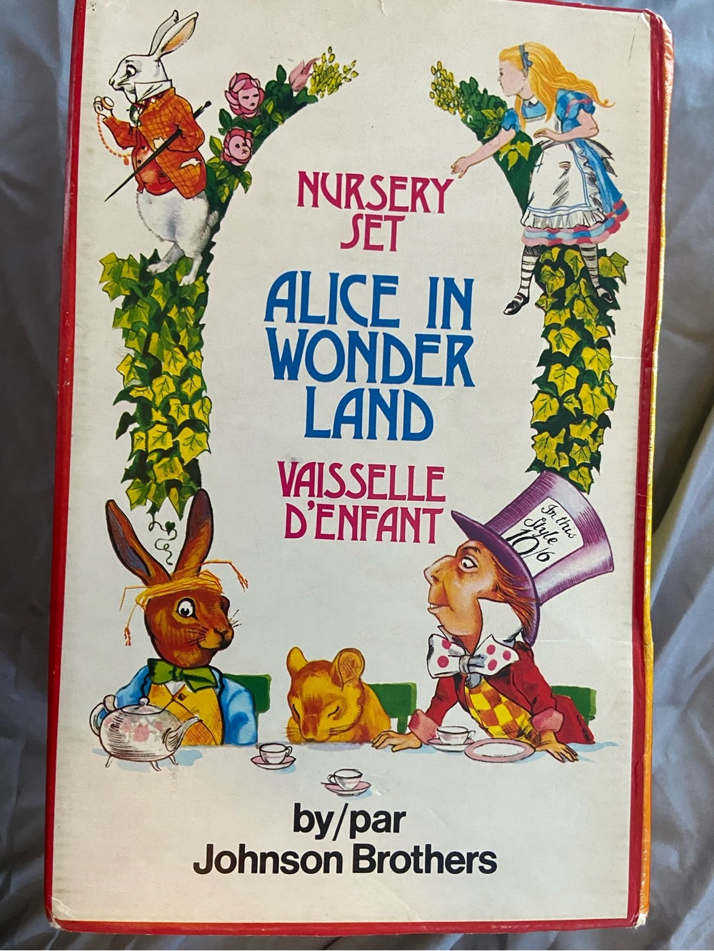 Vintage Alice in Wonderland Baby Dinner Set - Cup Bowl Plate